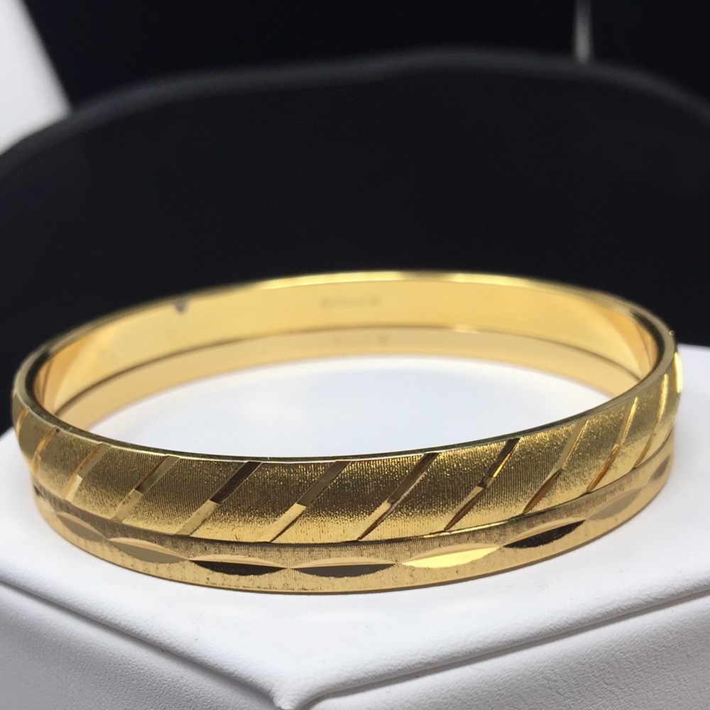 Two Monet Bangles Bracelets Patterned In Gold Tone - image 2